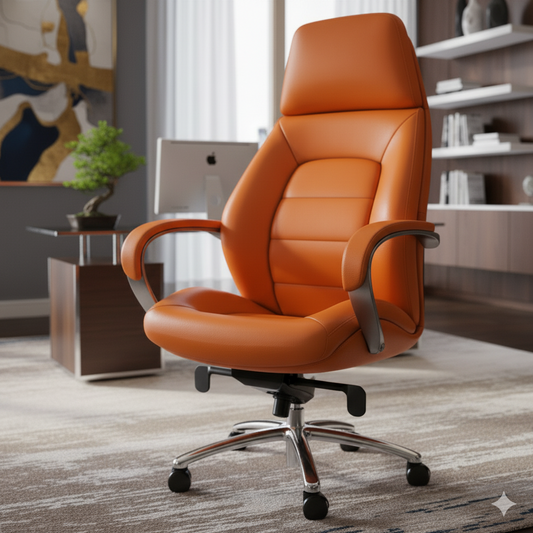 Gates Leather Executive Office Chair, High Back, Ergonomic Recline