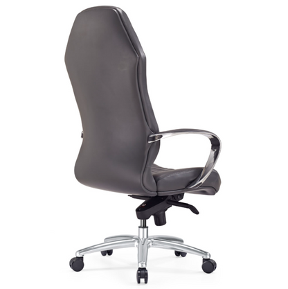 Sterling Ergonomic Leather Executive Office Chair, Reclining Synchro-Tilt, Adjustable Height, Polished Aluminum Base