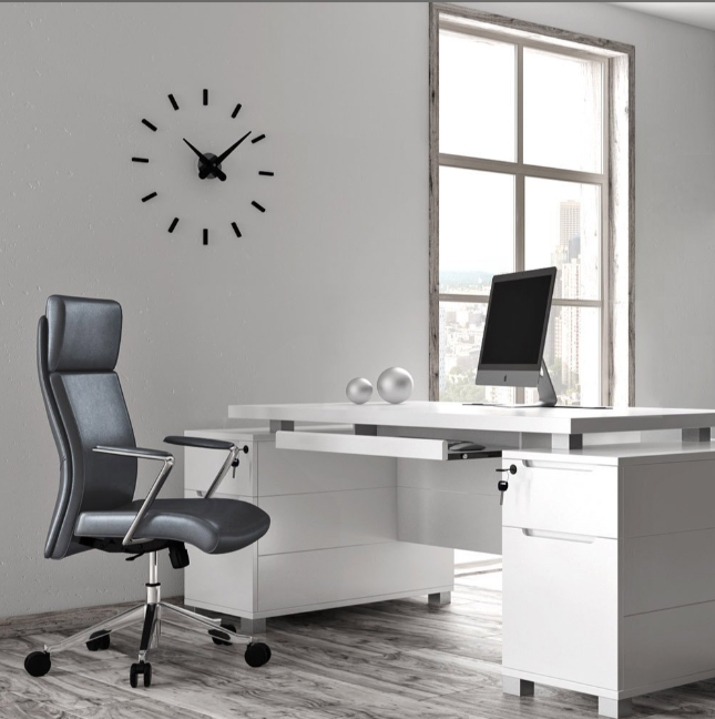 Draper Leather Executive Office Chair, Ergonomic Knee-Tilt, Adjustable Height, 418 lb Capacity