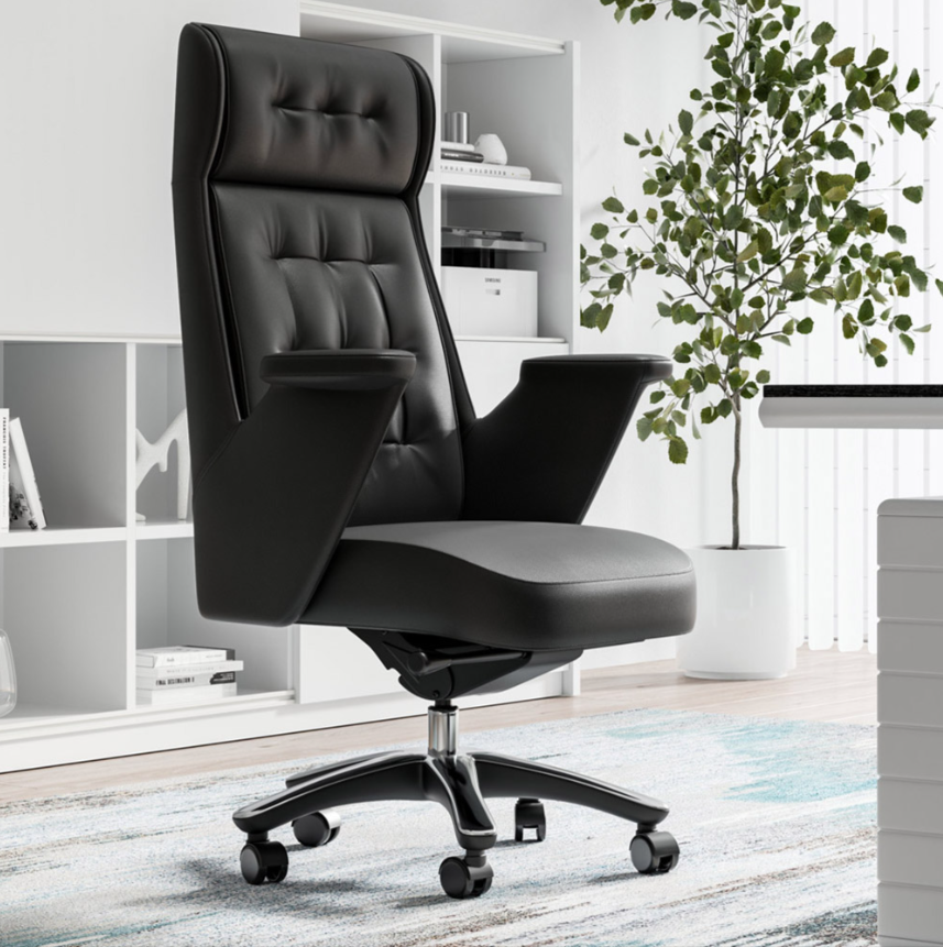 Rockefeller Leather Executive Office Chair, Ergonomic Recline, Adjustable Height, 418 lb Capacity
