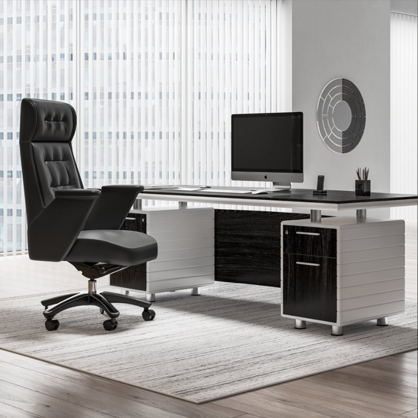 Rockefeller Leather Executive Office Chair, Ergonomic Recline, Adjustable Height, 418 lb Capacity