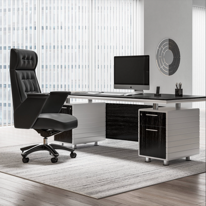 Rockefeller Leather Executive Office Chair, Ergonomic Recline, Adjustable Height, 418 lb Capacity