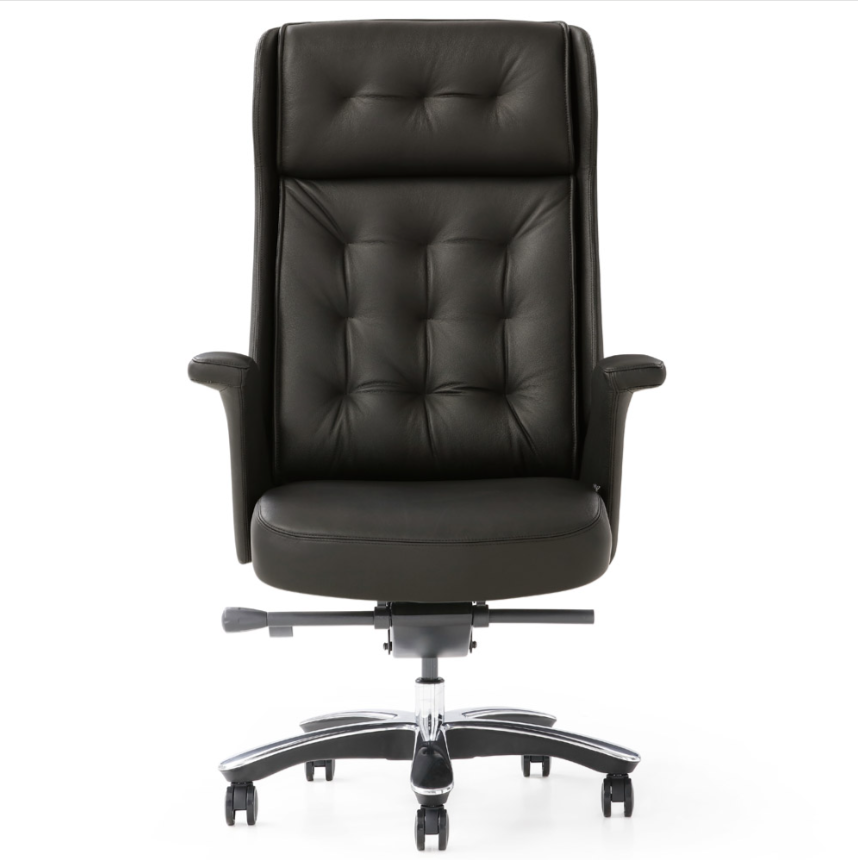 Rockefeller Leather Executive Office Chair, Ergonomic Recline, Adjustable Height, 418 lb Capacity