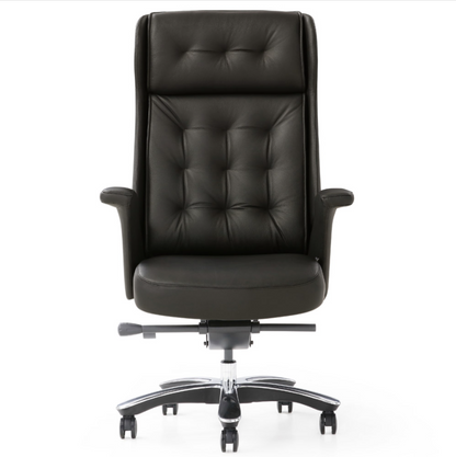 Rockefeller Leather Executive Office Chair, Ergonomic Recline, Adjustable Height, 418 lb Capacity