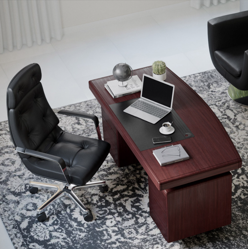 Gates Modern Fully Reclining Ergonomic Executive Office Chair – Top Grain Leather, Adjustable Height, 418 lb Capacity, Aluminum Base – Soft Orange