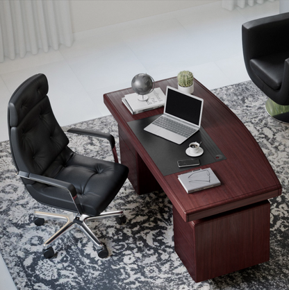 Gates Modern Fully Reclining Ergonomic Executive Office Chair – Top Grain Leather, Adjustable Height, 418 lb Capacity, Aluminum Base – Soft Orange