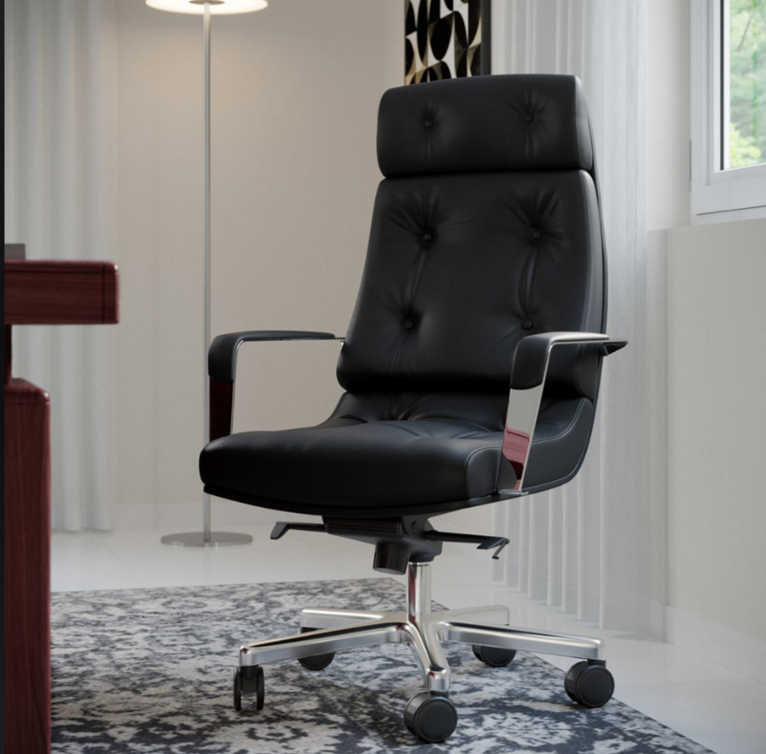 Gates Modern Fully Reclining Ergonomic Executive Office Chair – Top Grain Leather, Adjustable Height, 418 lb Capacity, Aluminum Base – Soft Orange