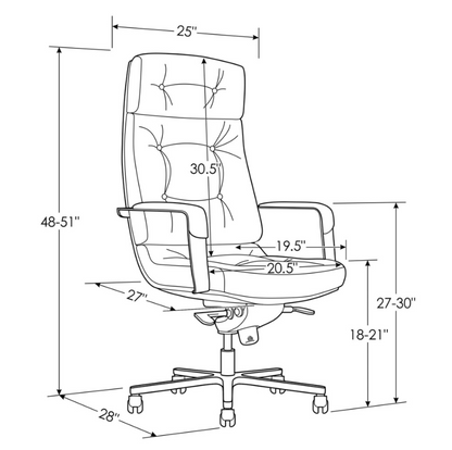 Gates Modern Fully Reclining Ergonomic Executive Office Chair – Top Grain Leather, Adjustable Height, 418 lb Capacity, Aluminum Base – Soft Orange