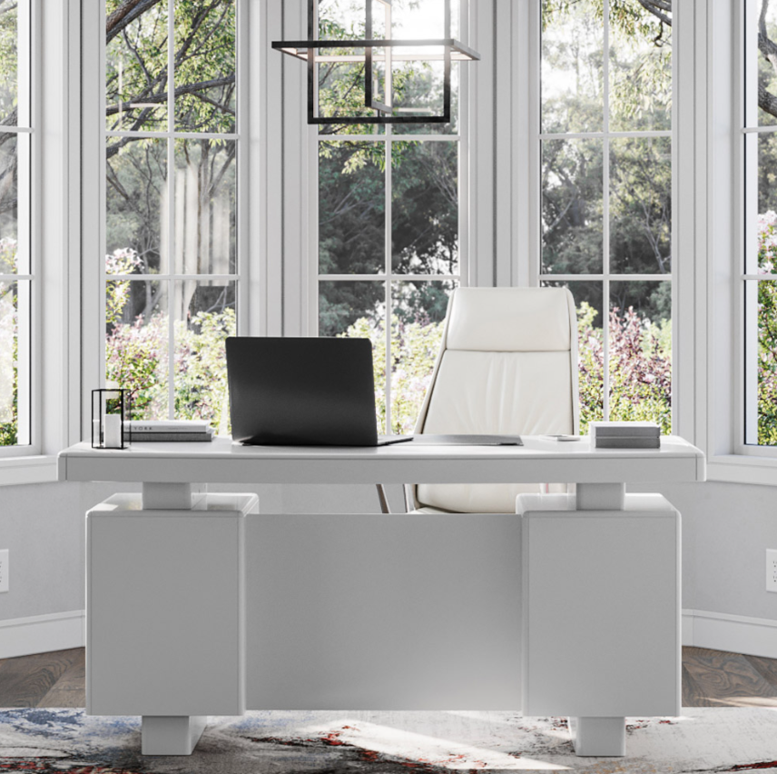 Burns Leather Executive Office Chair, Knee-Tilt Recline, Adjustable Height, 330 lb Capacity