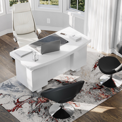 Burns Leather Executive Office Chair, Knee-Tilt Recline, Adjustable Height, 330 lb Capacity