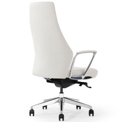 Burns Leather Executive Office Chair, Knee-Tilt Recline, Adjustable Height, 330 lb Capacity