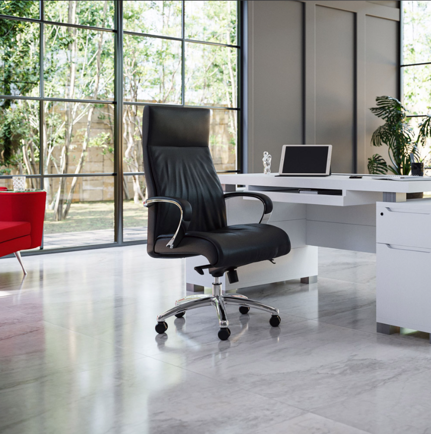 Draper Leather Executive Office Chair – Knee-Tilt Ergonomic Design