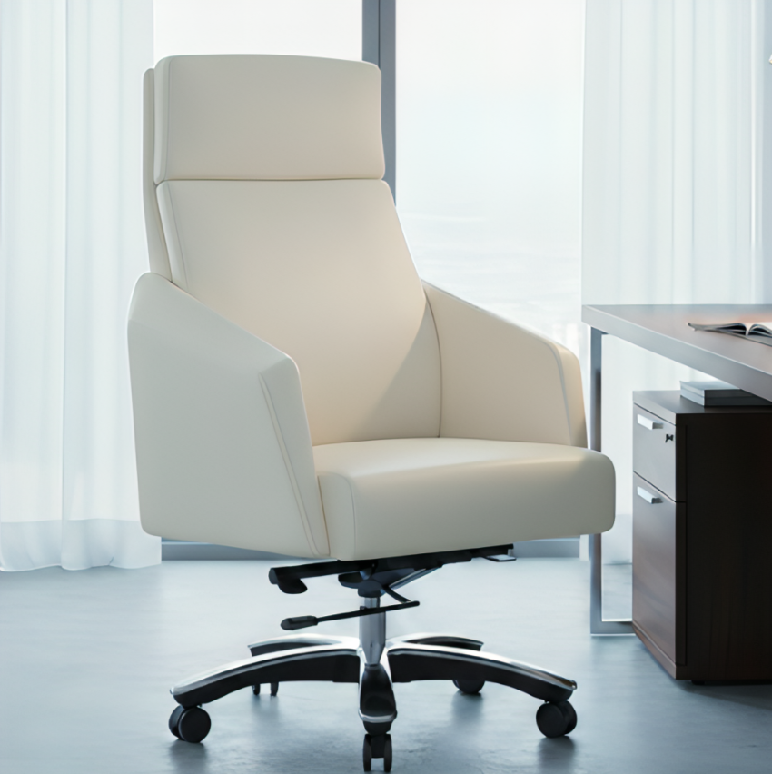 Lauren Leather Executive Office Chair, Synchro-Tilt Recline, Adjustable Height, 418 lb Capacity