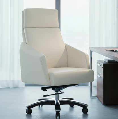 Lauren Leather Executive Office Chair, Synchro-Tilt Recline, Adjustable Height, 418 lb Capacity