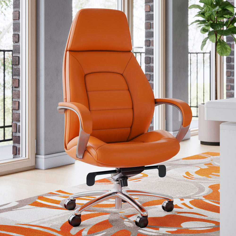 Gates Leather Executive Office Chair, High Back, Ergonomic Recline